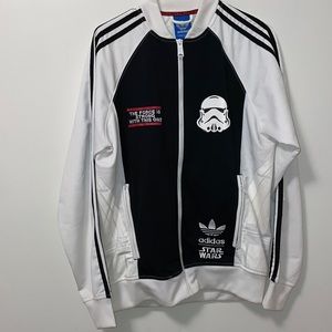 Star Wars Adidas The Force Is Strong With Track Jacket Zip Up Storm Trooper Med